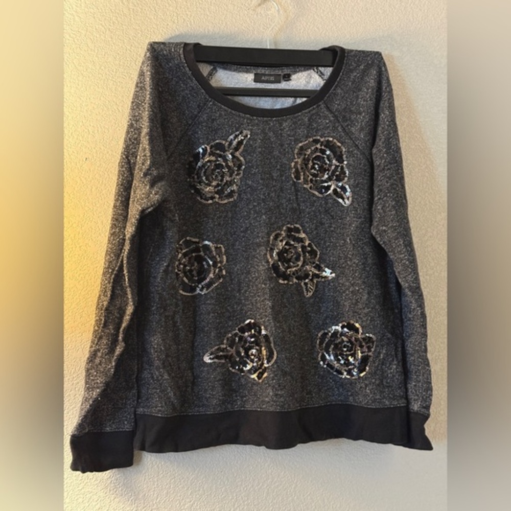 Apt. 9 Women's Gray Sequin Sweatshirt